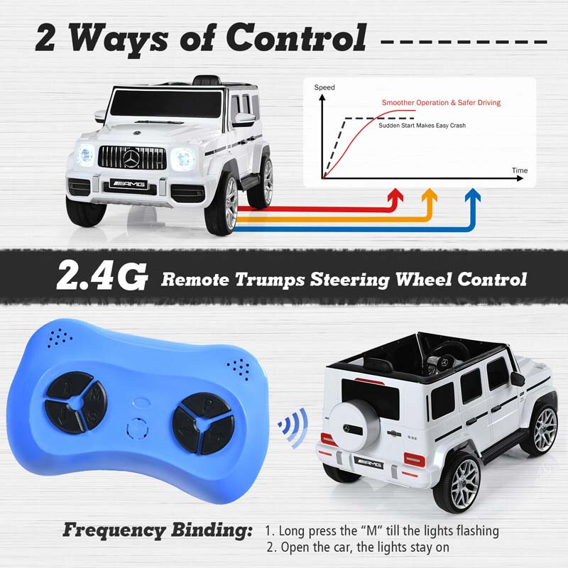 Licensed Mercedes-Benz G63 Kids Ride On Car, 12V Battery Powered Electric Toy Car with Spring Suspension