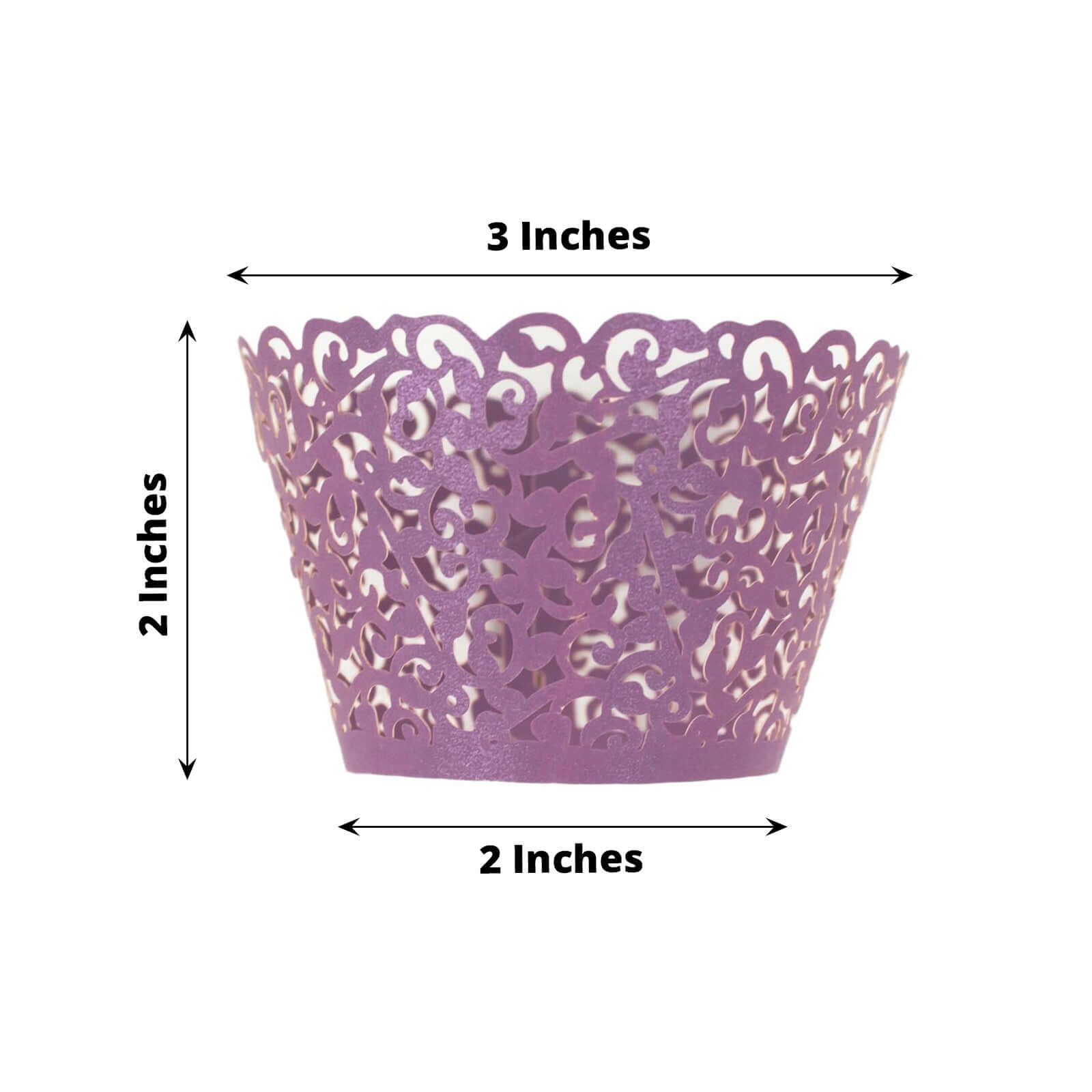 25 Pack Purple Lace Laser Cut Paper Cupcake Wrappers, Muffin Baking Cup Trays