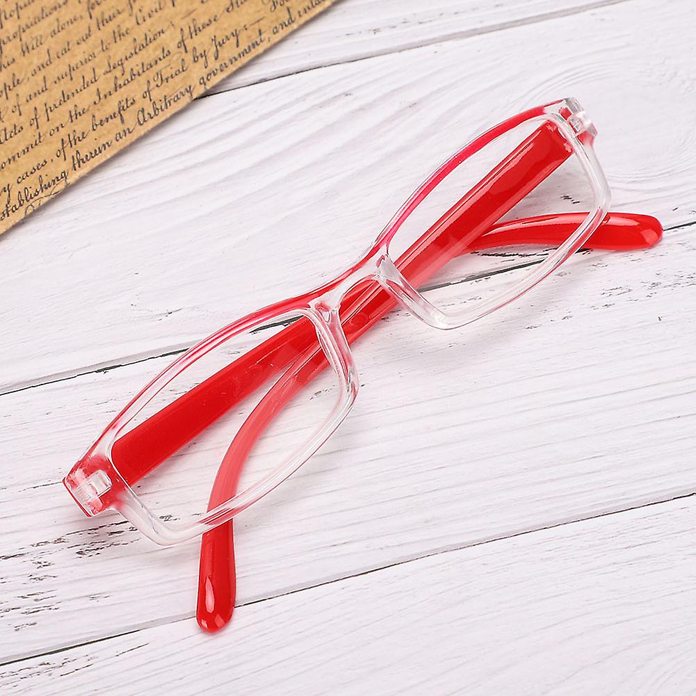 Unisex High Definition Presbyopic Glasses Visual Fatigue Relief Reading Glasses With Case+300 Upper Red Lower Transparent Frame