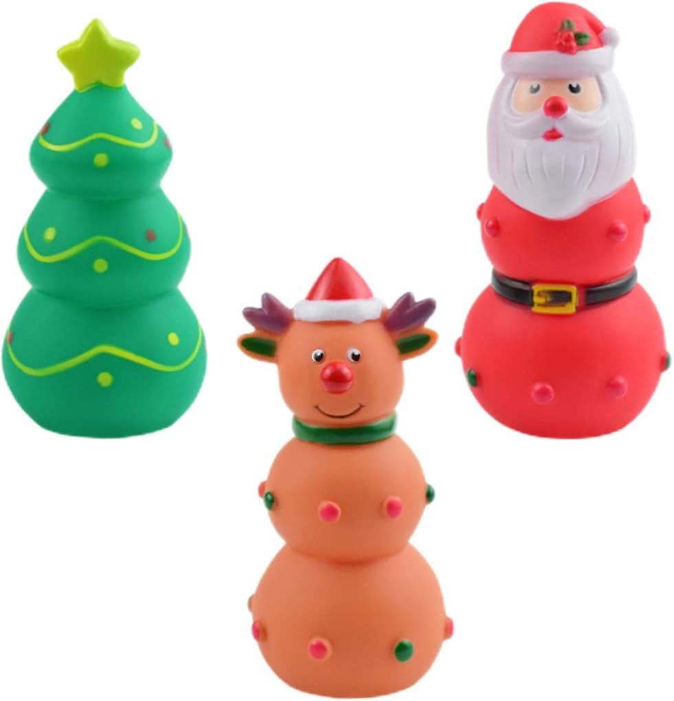 Christmas Dog Toys Santa Squeaky Toys Interactive Pet Toys For Dog Chewing Gifts 3pcs Enamel Teething Toys