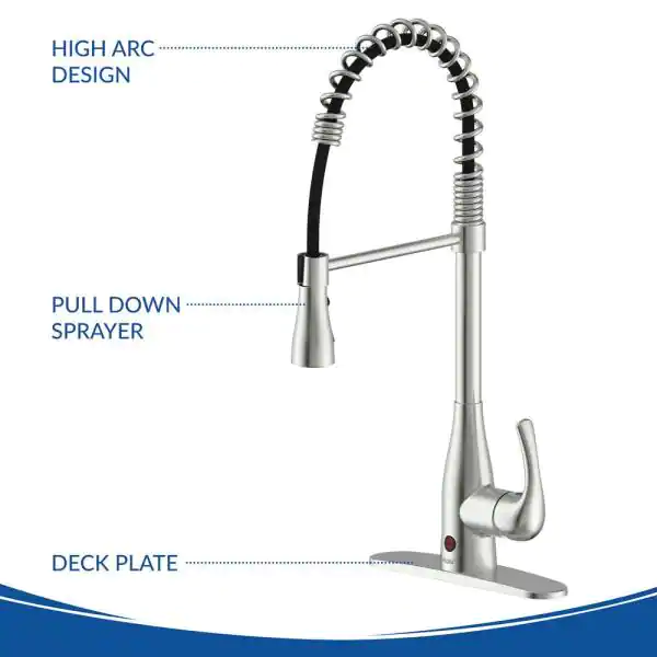 FLOW Motion Activated Single， Down Spring Neck Sprayer Kitchen Faucet