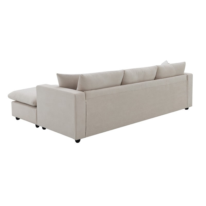 Convertible Sectional Sofa Couch  4 Seat L Shaped Sofa with Ottoman and 2 Free Pillows  Modern Sofa Couch for Living Room