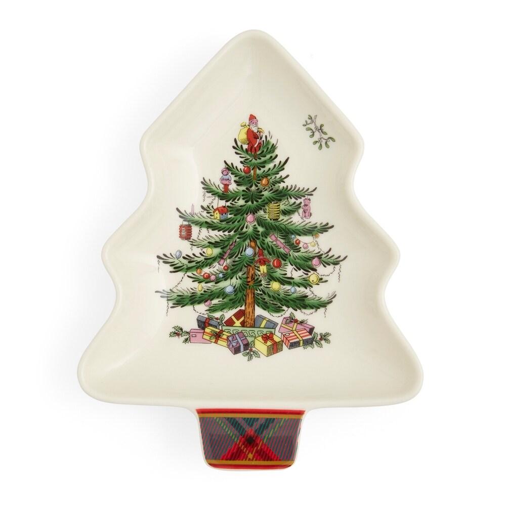 Spode Christmas Tree Tartan Spoon Rest   8.5 x 6.26 x 2.09