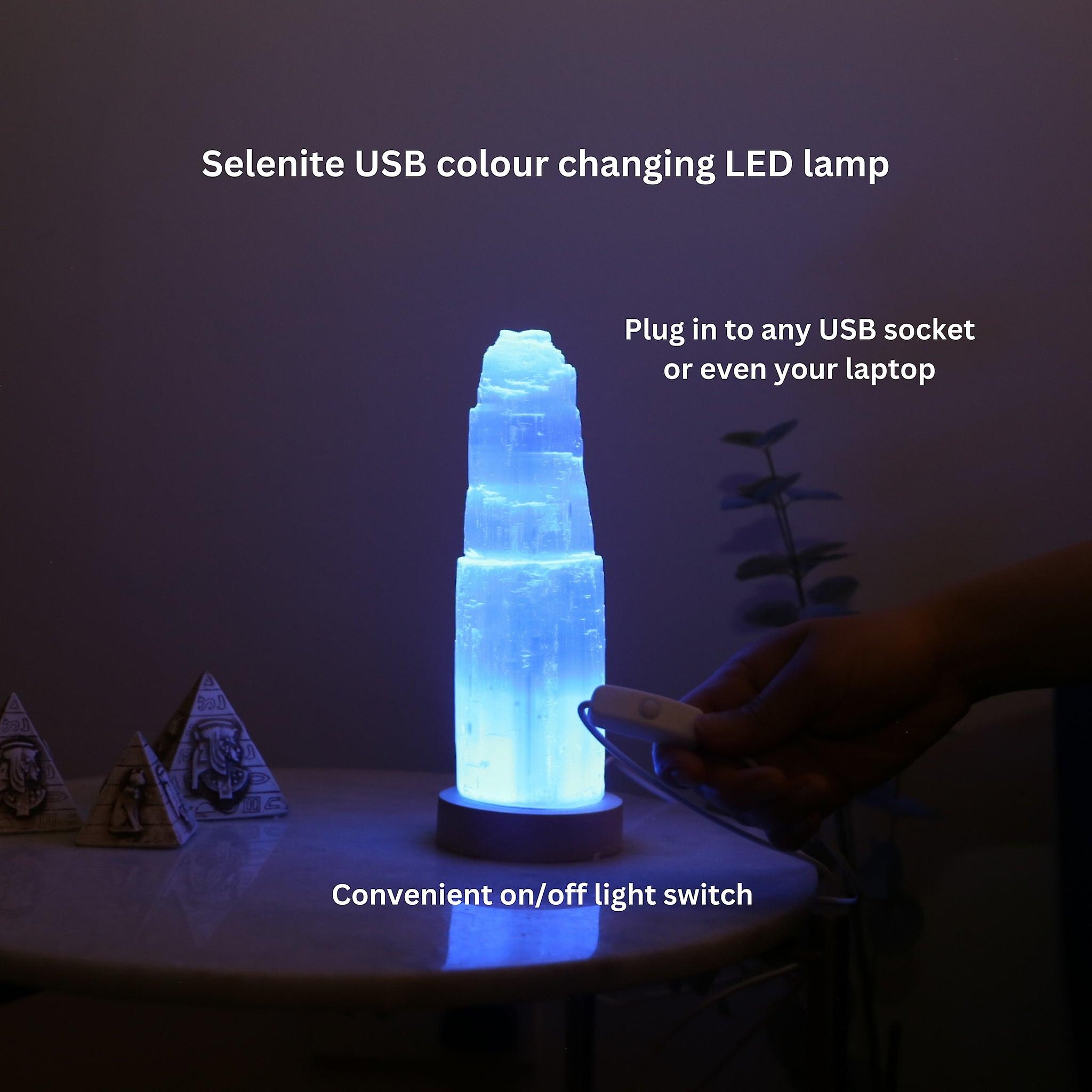 Selenite usb lamp - mountain (colour changing)