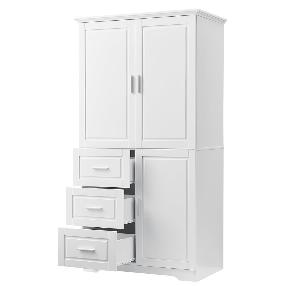 32 in. W x 72 in. H Storage Cabinet with Doors and Three Drawers   32\