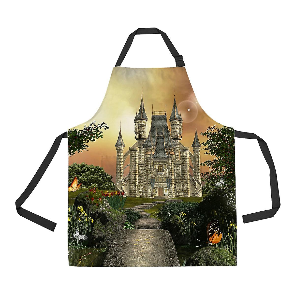 Fabulous Castle In An Enchanted Garden Apron Home Kitchen Apron With Pockets