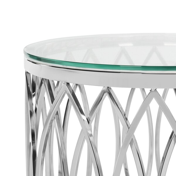 SAFAVIEH Couture High Line Collection April Glass Top Chrome End Table - 20