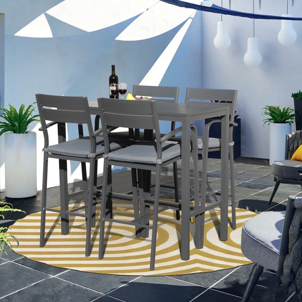 5 Piece Patio Aluminum Bar Set Outdoor Dining Set