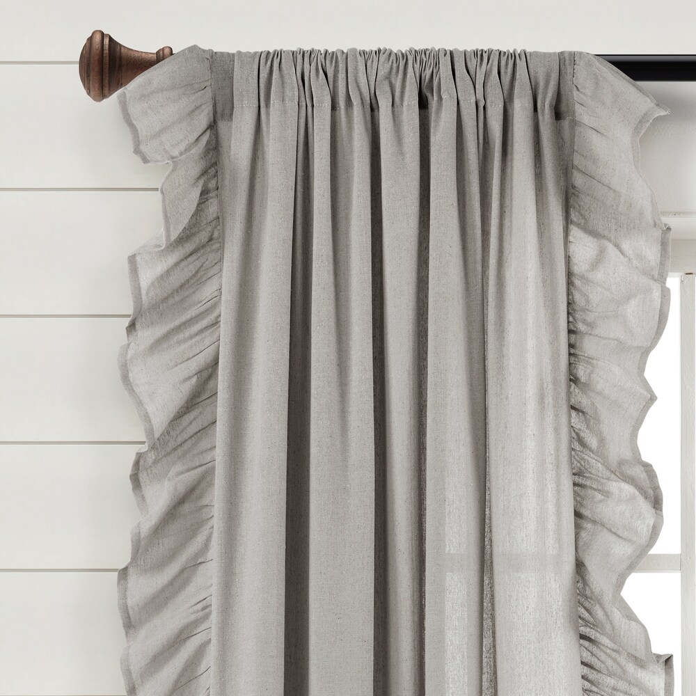 Lush Decor Linen Ruffle Window Curtain Panel (Single)