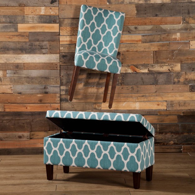 Drake Large Decorative Storage Bench Teal Homepop