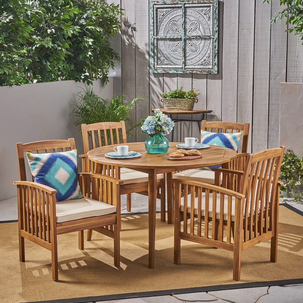 Casa Cushioned Acacia 5 piece Dining Set by Christopher Knight Home