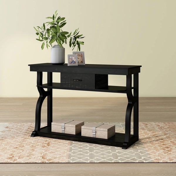 DH BASIC Reclaimed Black Oak 47-inch Storage Console Table by Denhour