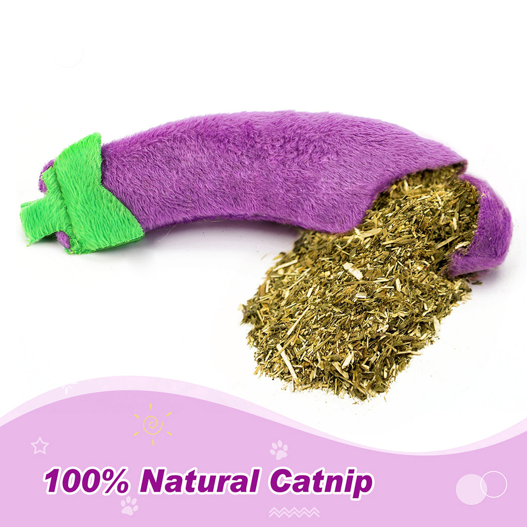 4PCS Cat Toy Carrot Eggplant Pepper Catnip Toy Cat Chew Toy Pet Biting Toy