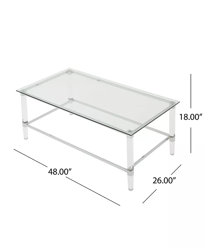 Noble House Bayla Modern Tempered Glass Coffee Table