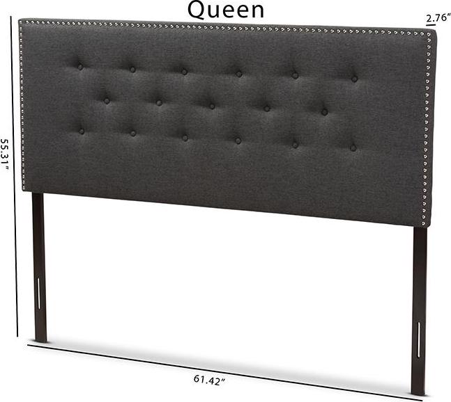 Baxton Studio Windsor Modern and Contemporary Dark Grey Fabric Queen Size Headboard  Crowdfused