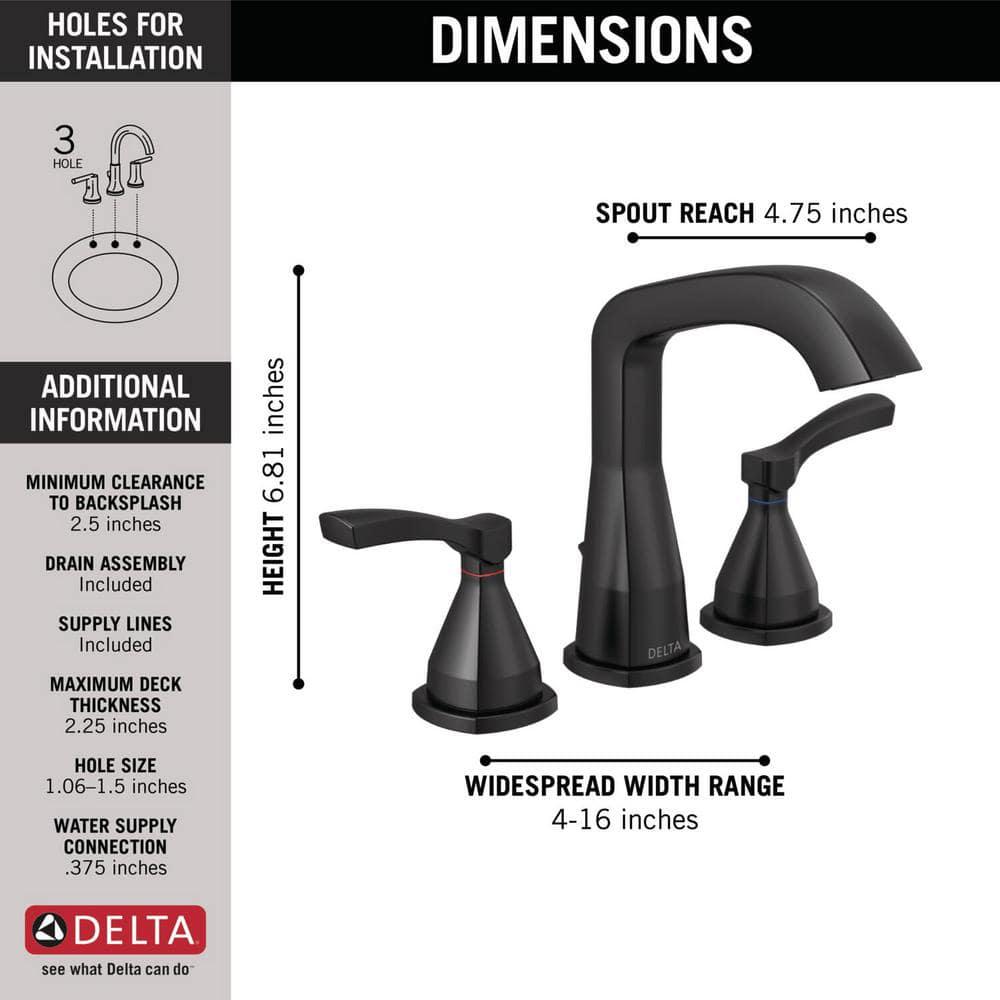 Delta Stryke 8 in Widespread 2Handle Bathroom Faucet in Matte Black