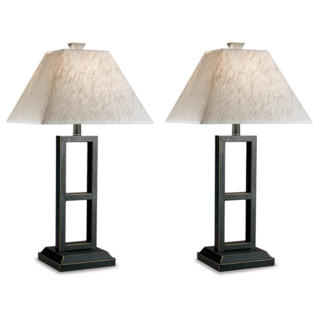 Deidra Metal Set Of 2 Table Lamp Black Signature Design By Ashley