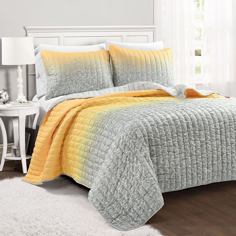 Lush Decor Glitter Ombre Metallic Print Quilt Set with Shams