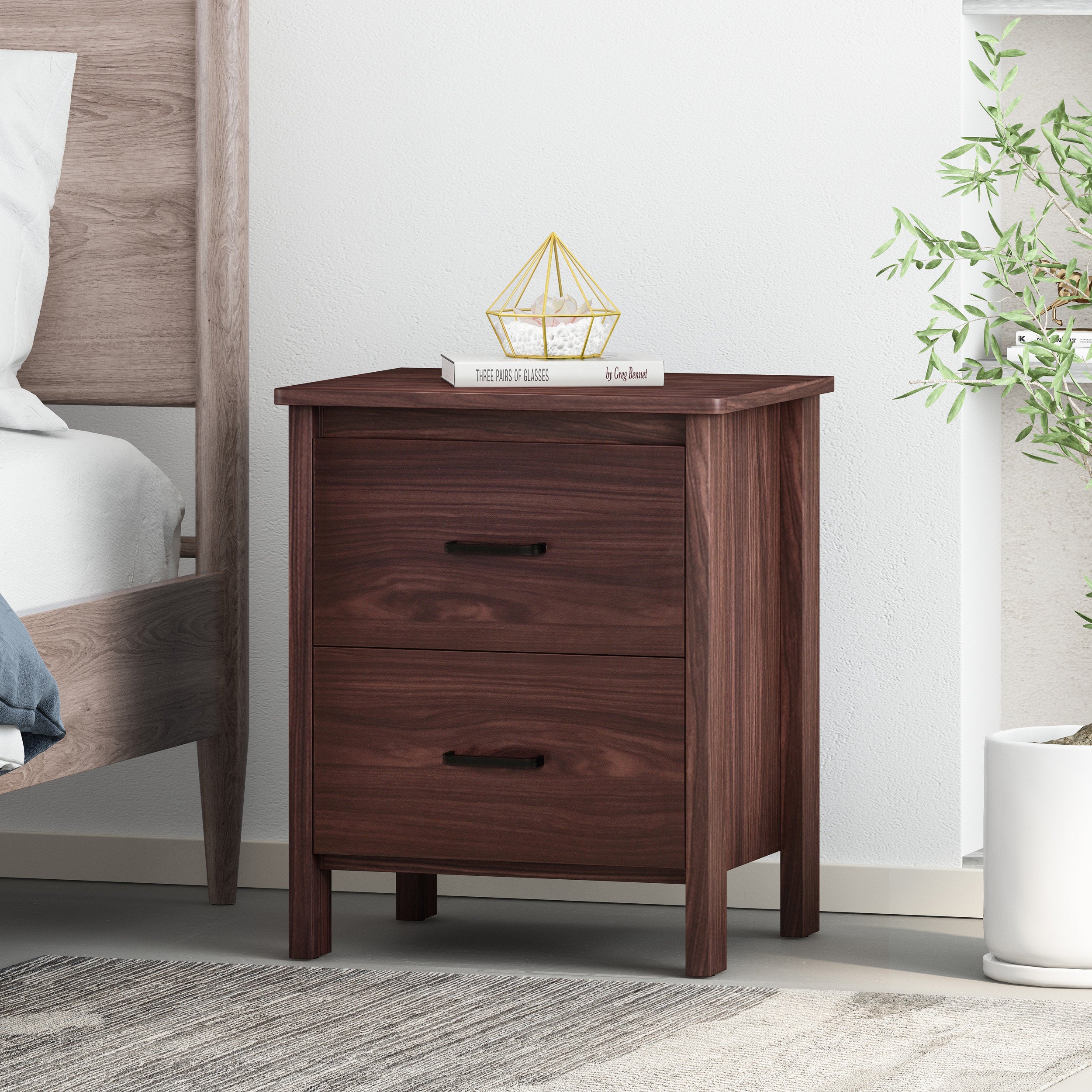 Titeca Contemporary 2 Drawer Nightstand