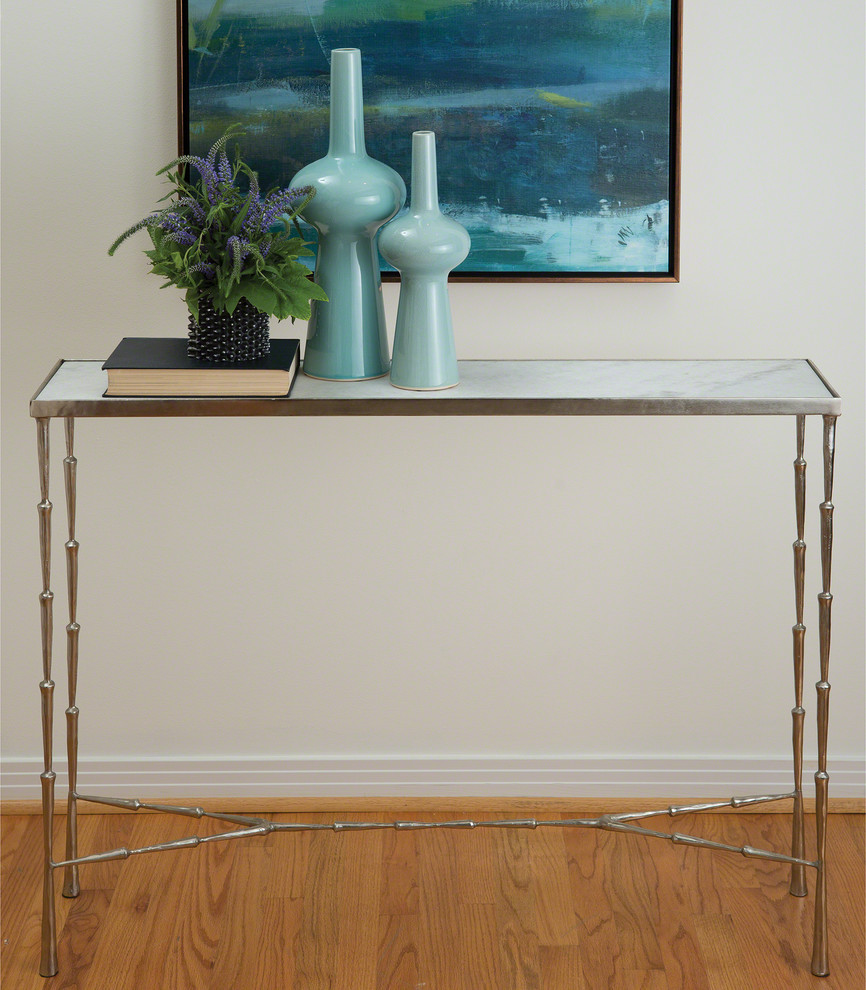 Spike Console  Antique Nickel With White Marble   Transitional   Console Tables   by GLOBAL VIEWS and Studio A  Houzz