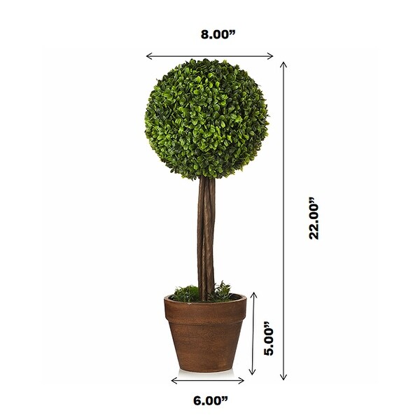 Enova Home Artificial Boxwood Single Ball Round Topiary Fake Plants in Pot for Home Office Decoration