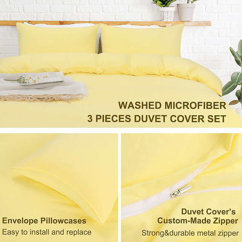 3 Pieces Microfiber Soft Breathable Duvet Cover Set King