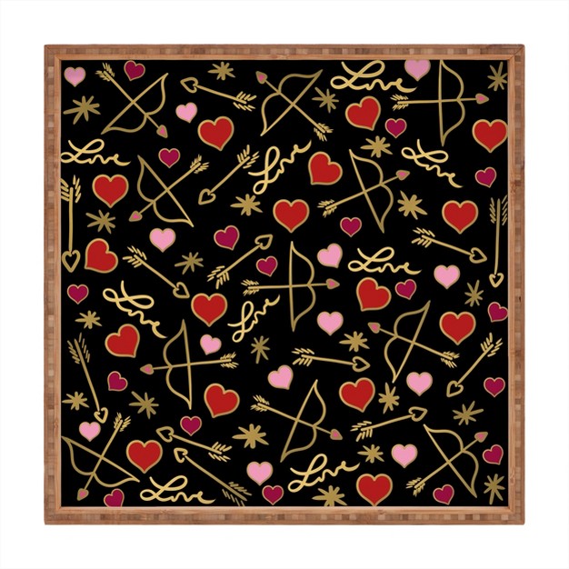 Lisa Argyropoulos Cupid Love On Black Bamboo Tray Deny Designs