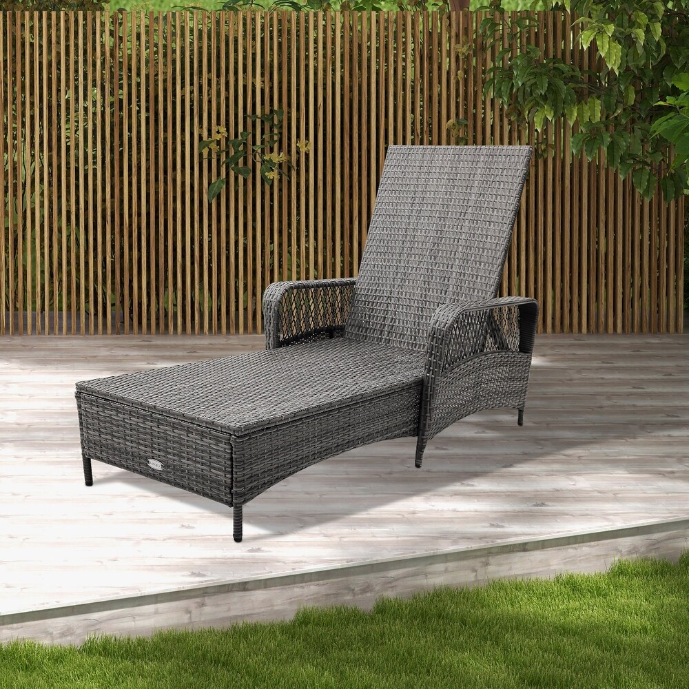 Gymax Patio Rattan Chaise Lounge Outdoor PE Wicker Sun Lounger w/