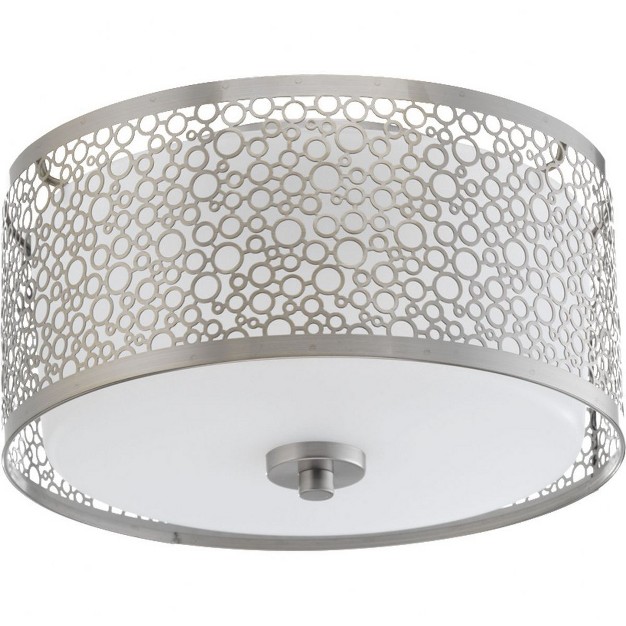 Progress Lighting Mingle 1 light Led Flush Mount Brushed Nickel Etched Parchment Glass Shade