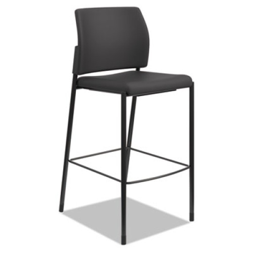 HON Accommodate Series Caf Stool， Supports up to 300 lbs.， Black Seat/Black Back， Black Base (SCS2NECU10B)