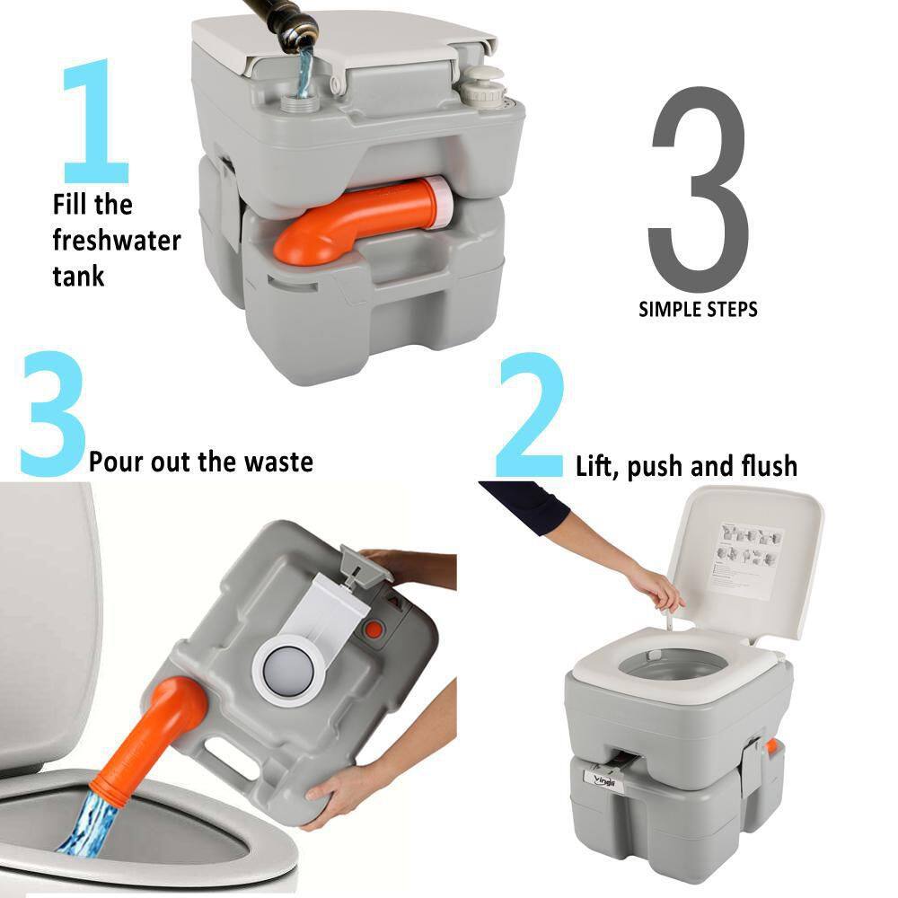 VINGLI 40.1 in. Portable Sink Hand Washing Station and 5.3 Gal. Flushing Toile Combo HD-VL-G89000679