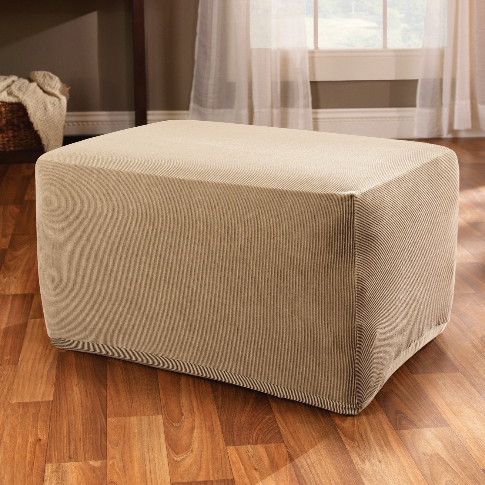 Sure Fit Stretch Stripe Ottoman Slipcover