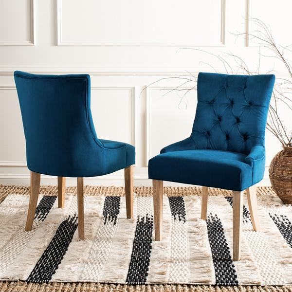 Liddie 19  x27 x27Tufted Side Chairs set of 2 Navy / White Wash   Contemporary   Dining Chairs   by Peachtree Fine Furniture  Houzz