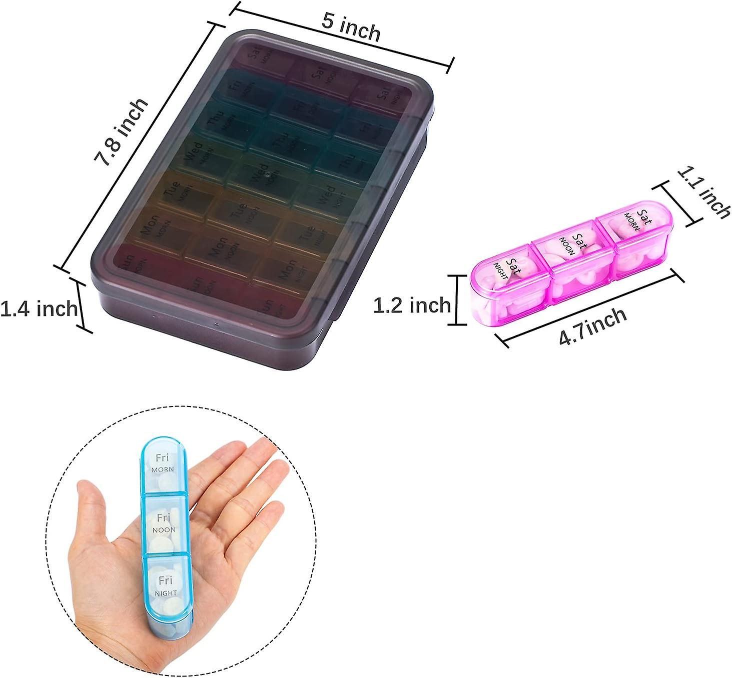 Pill Organizer 3 Times A Day - Weekly Pill Organizer 3 Times A Day - Large Pill Box 7 Day Medicine Organizer Pill Case， Pill Box Organizer Container，