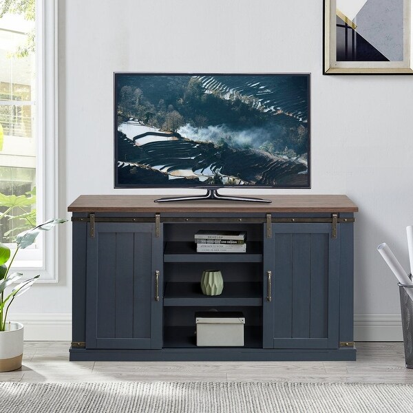 Rustic 54 Inch TV Stand with Barn Door - Fits up to 65 Inch TVs