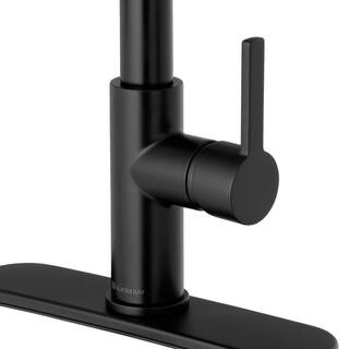 Glacier Bay Statham Single-Handle Rubber Hose Spring Neck Pull-Down Sprayer Kitchen Faucet in Matte Black HD67859-0010H