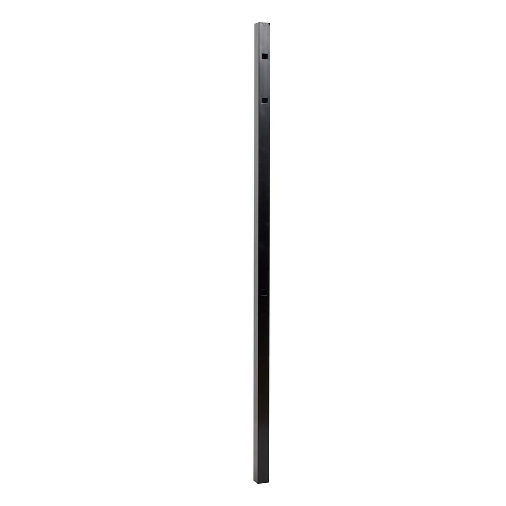 FORTRESS Athens 2 in. x 2 in. x 6 ft. Gloss Black Aluminum Pressed Spear Fence End Post 4032072432M