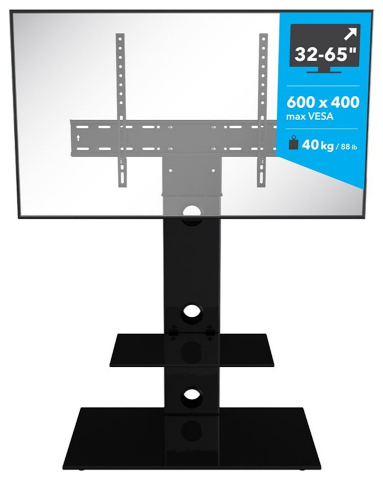 AVF Steel Lesina TV Stand with TV Mount Column for 32 quotto 65 quotTV in Black   Contemporary   Entertainment Centers And Tv Stands   by Homesquare  Houzz