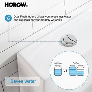 HOROW 1-piece 0.8 GPF1.28 GPF High Efficiency Dual Flush Elongated Toilet in. White Soft-Close Seat Included ADA Height HR-0138