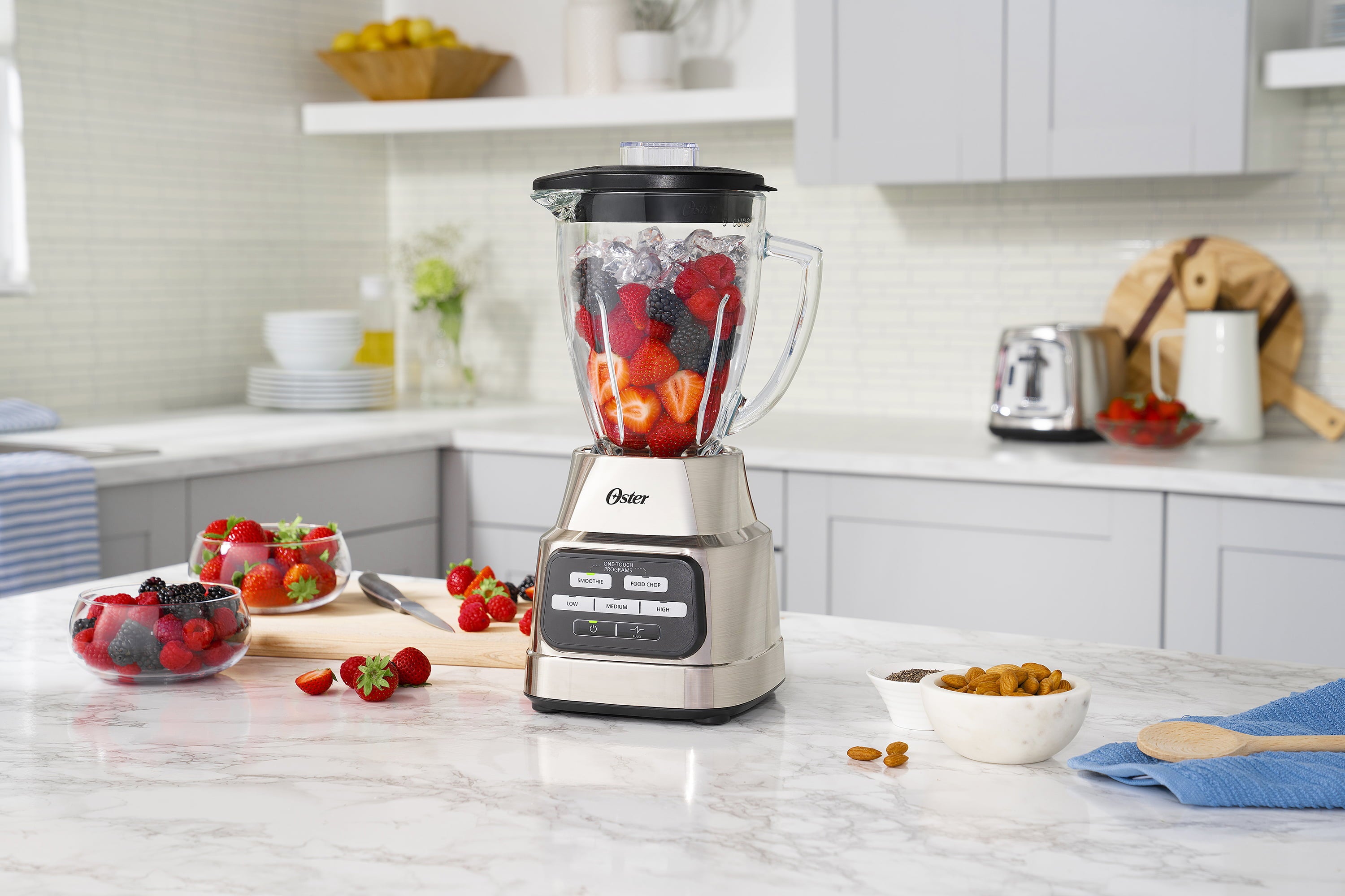 Oster One-Touch Blender with Auto-Programs and 6-Cup Boroclass Glass Jar