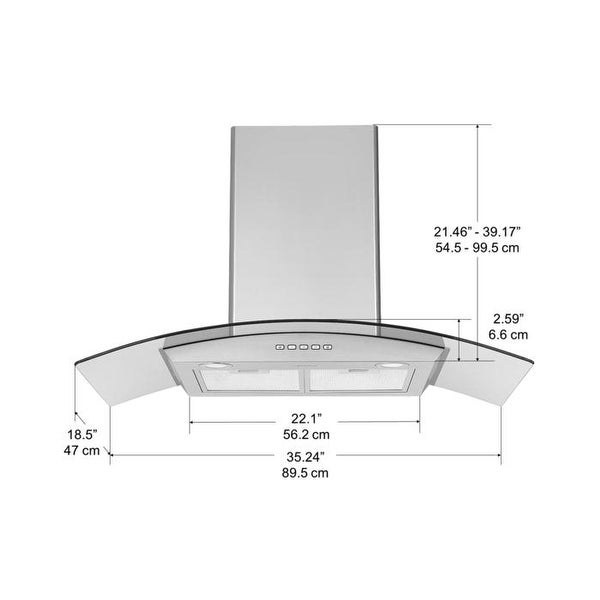 36 in. Convertible Wall-Mounted Range Hood in Stainless Steel