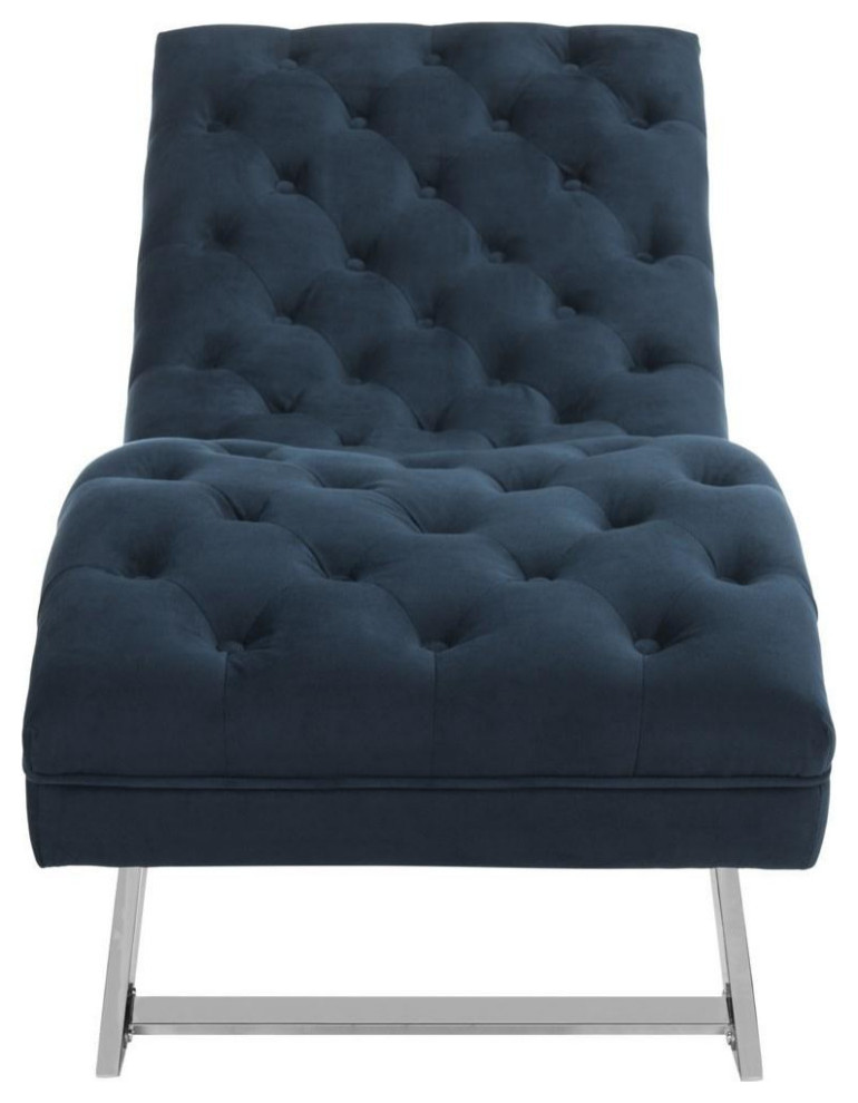Boyd Chaise With Headrest Pillow  Navy/Silver   Contemporary   Indoor Chaise Lounge Chairs   by Rustic Home Furniture Deco  Houzz