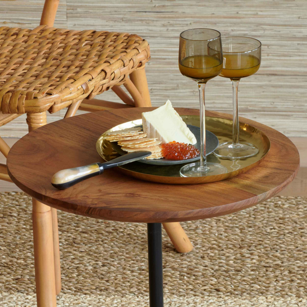 Dallas Acacia Wood Side Table 16.1dia x 21.7in.   Industrial   Side Tables And End Tables   by DESIGN IDEAS  Houzz