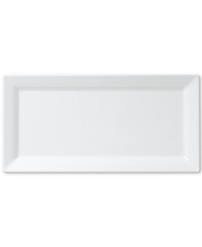 Q Squared Diamond White Melamine 14 x 7 Small Rectangle Platter