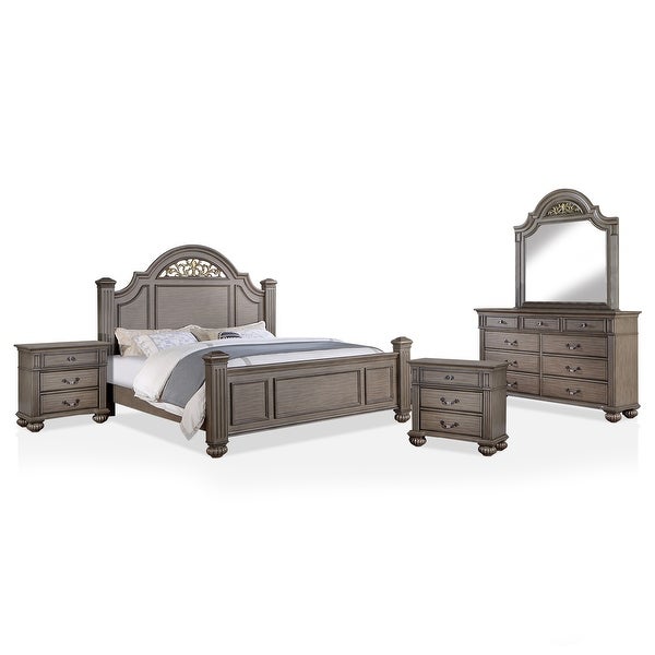 Furniture of America Vame Traditional Grey 5-Piece Bedroom Set - - 36139331