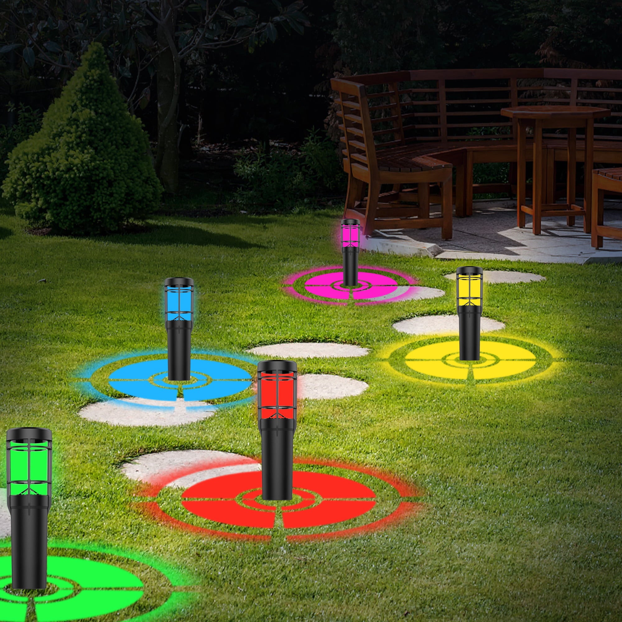 Super Bright Solar Lights Outdoor Waterproof - 6 Pack Dusk to Dawn Solar Powered Garden Lights LED Landscape Lighting Decor for Walkway Pathway Patio Yard