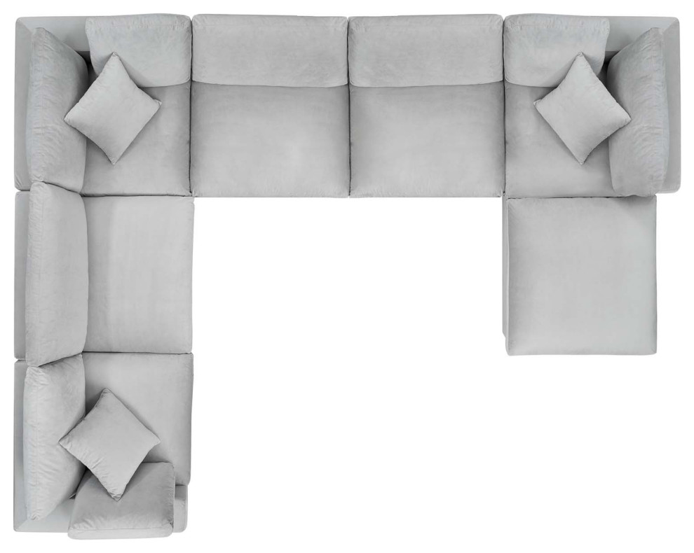 Commix Down Filled Overstuffed Performance Velvet 7 Piece Sectional   Transitional   Sectional Sofas   by PARMA HOME  Houzz