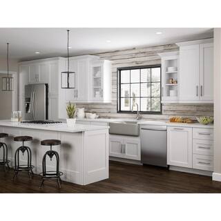 Home Decorators Collection Newport Assembled 15x34.5x24 in. Plywood Shaker Base Kitchen Cabinet Left 2 rollouts Soft Close in Painted Pacific White B15L-2T-NPW