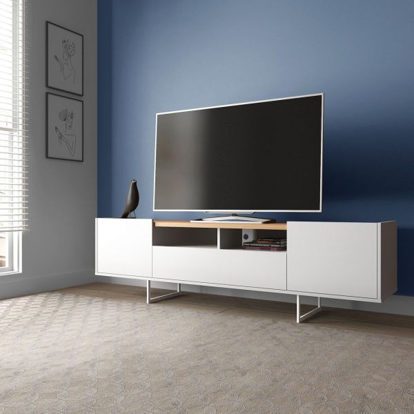 Winston 70.86 TV Stand in White and Cinnamon