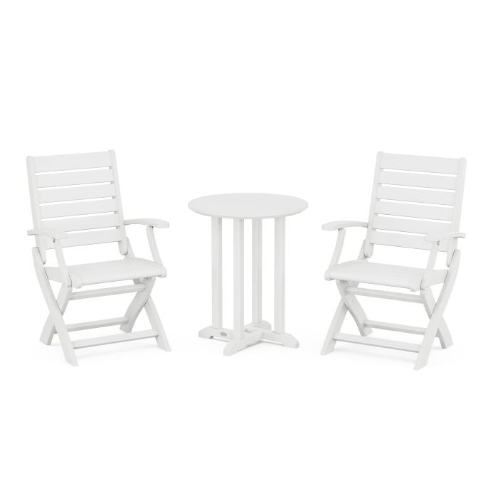 Polywood Signature Folding Chair 3-Piece Round Farmhouse Dining Set PWS1313-1